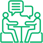 Dialogue between two figures icon